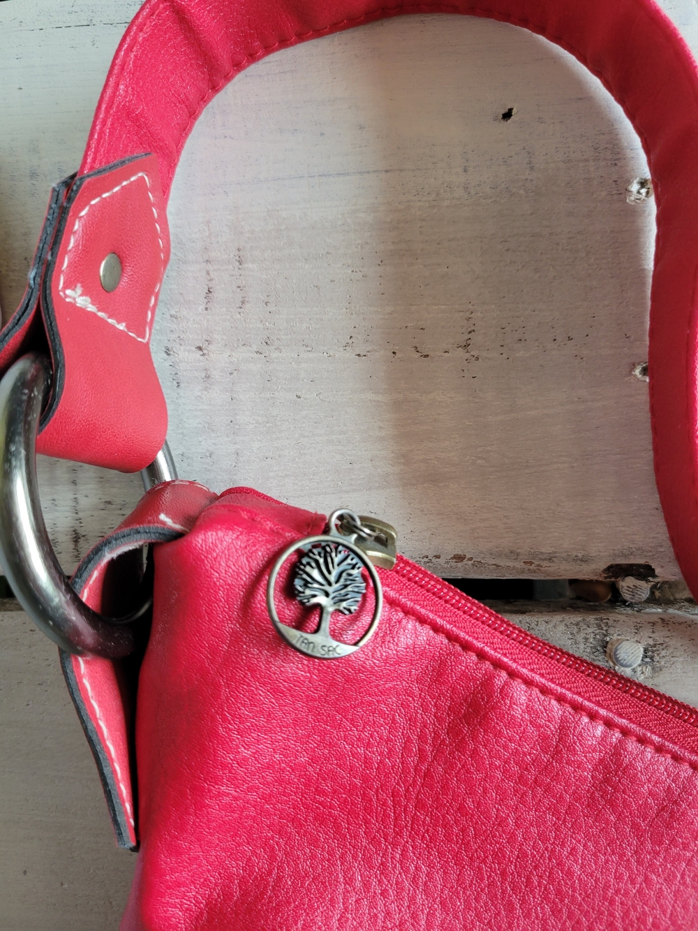 1887 Capezio Red Leather Shoulder Hobo Vintage - Picture 4 of 8